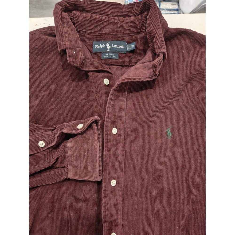 Vintage Polo Ralph Lauren Shirt Mens Red Blaire Button-Up Corduroy Long Sleeve M